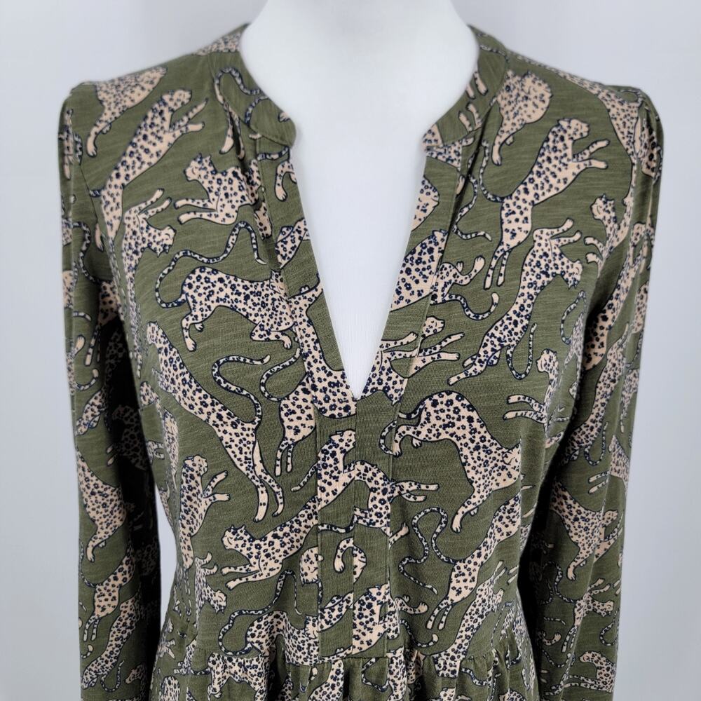 Boden Dress Womens 10 Green Leopard Print Naomi Relaxed Jersey Knit Pockets - Picture 7 of 11